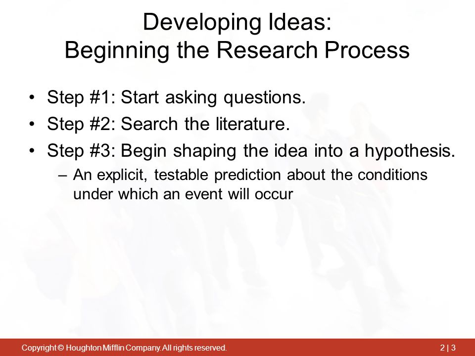 Developing Ideas: Beginning the Research Process