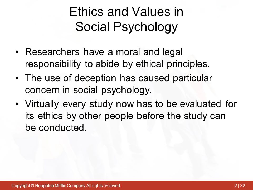 Ethics and Values in Social Psychology