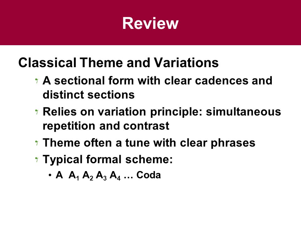 Review Classical Theme and Variations
