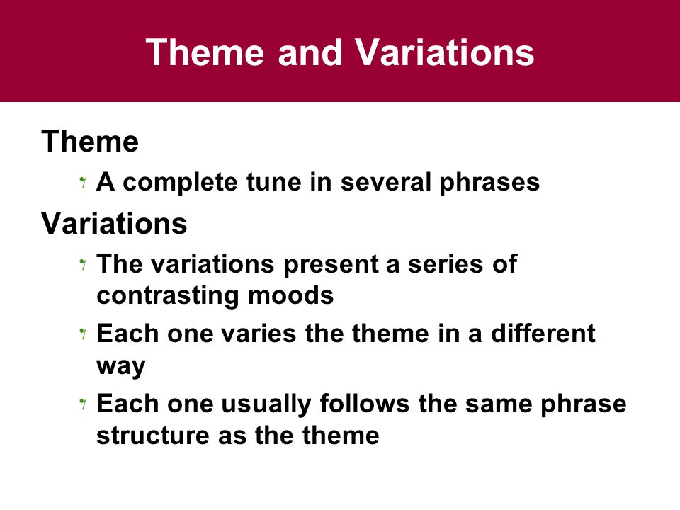 Theme and Variations Theme Variations