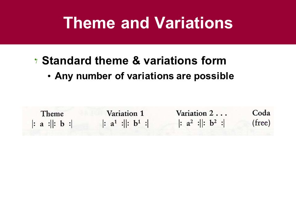 Theme and Variations Standard theme & variations form