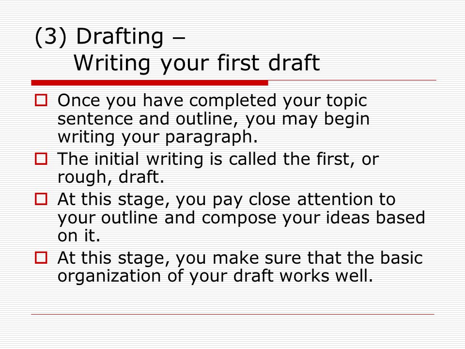 (3) Drafting – Writing your first draft