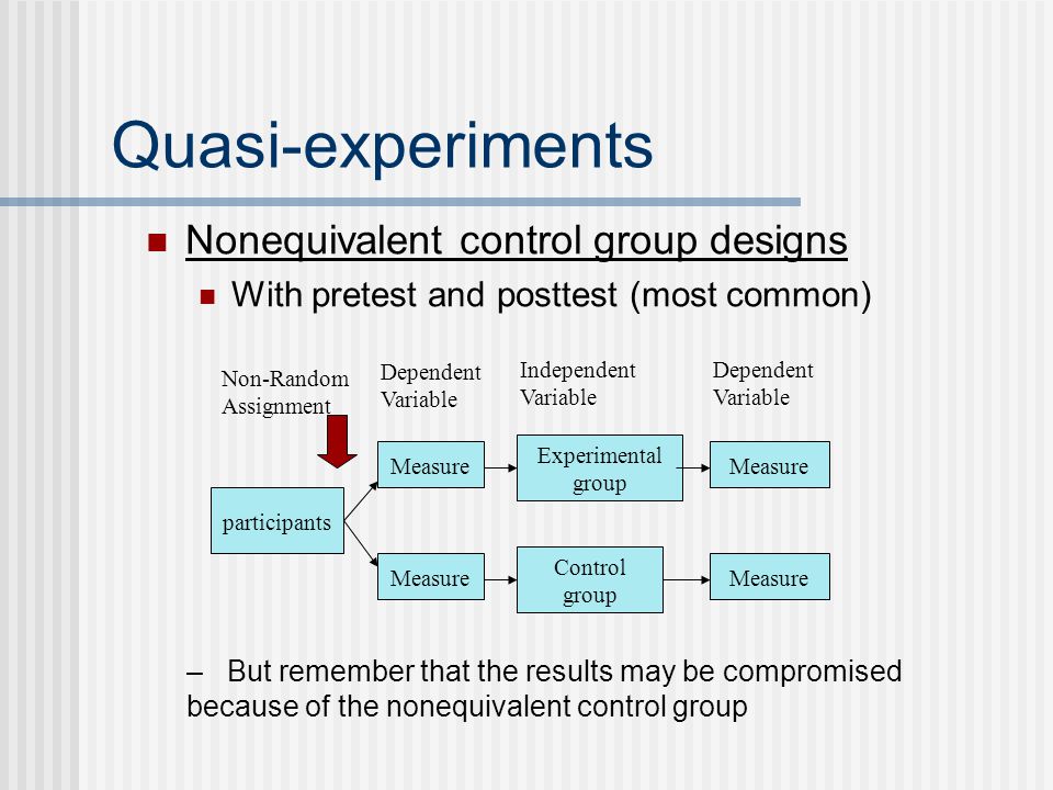 Quasi-experiments Nonequivalent control group designs