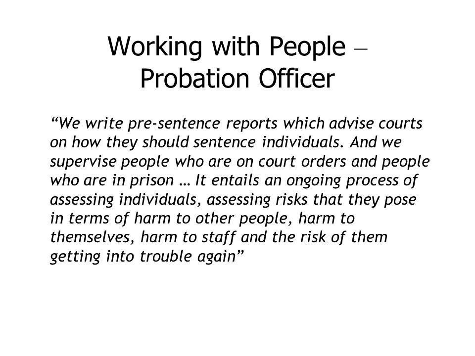 Working with People – Probation Officer