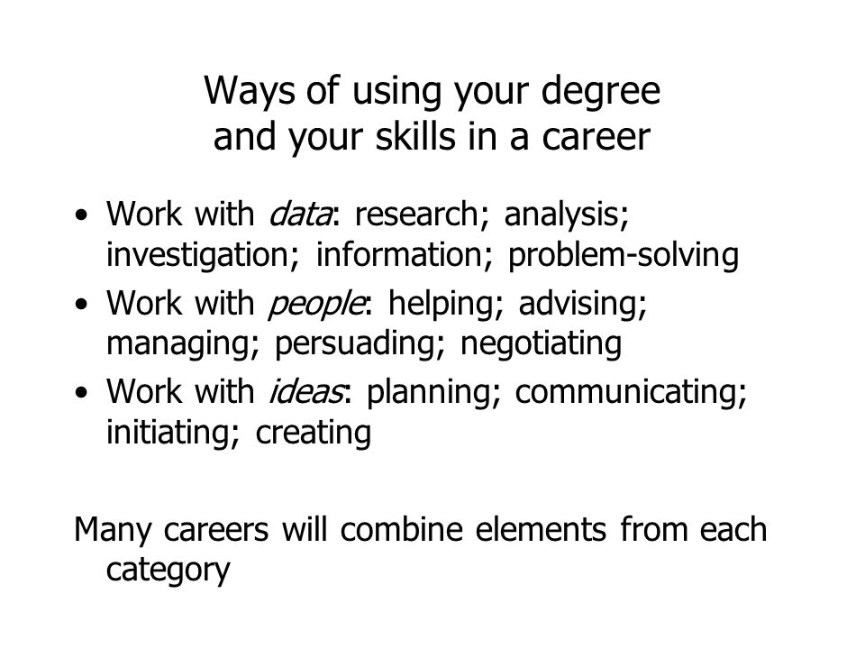 Ways of using your degree and your skills in a career