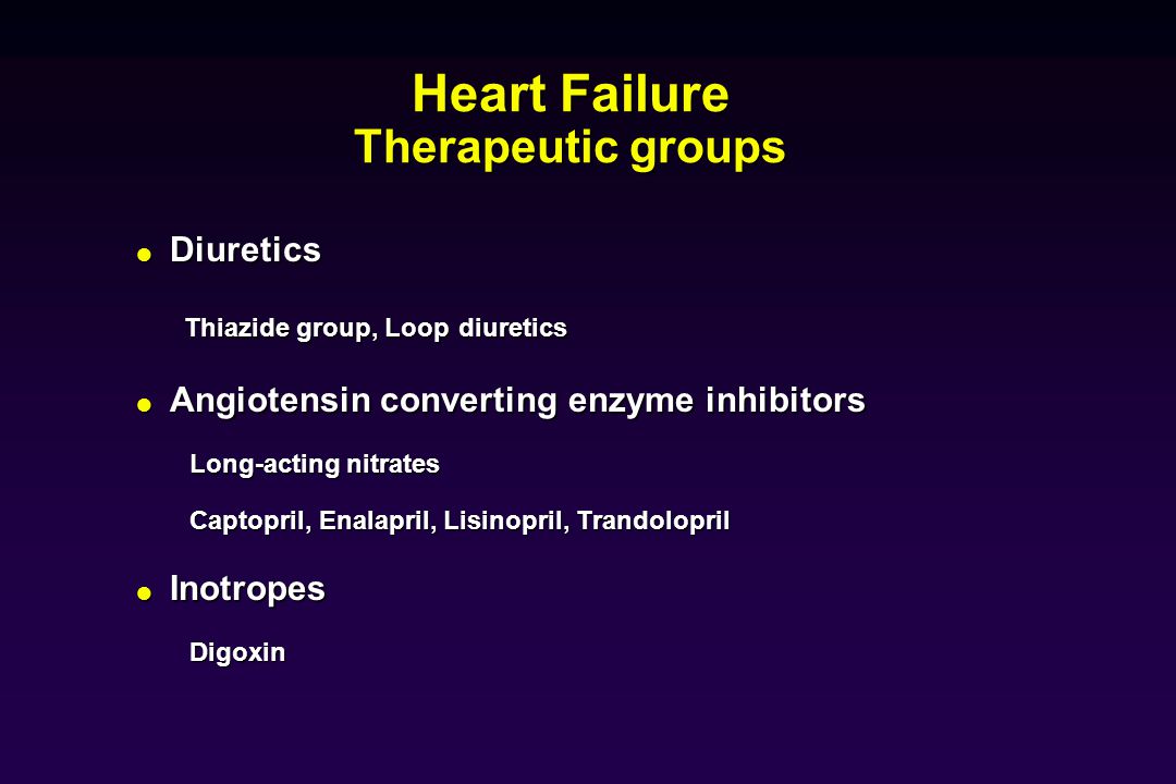Heart Failure Therapeutic groups