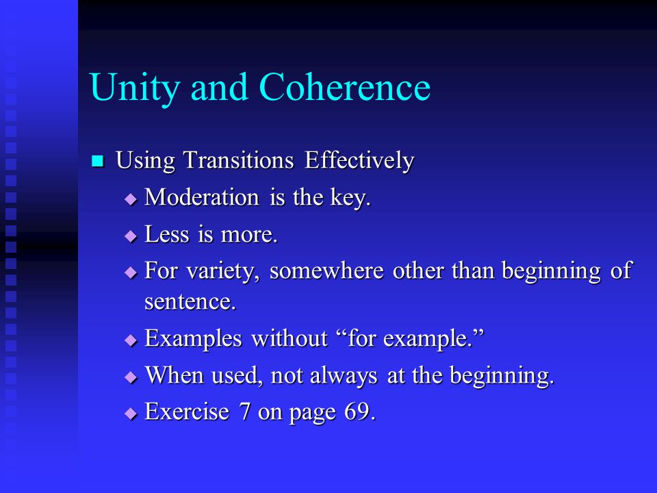 Unity and Coherence Using Transitions Effectively