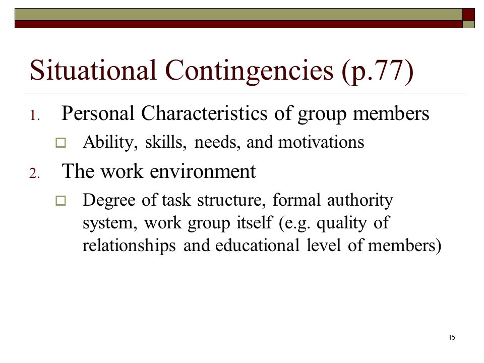 Situational Contingencies (p.77)