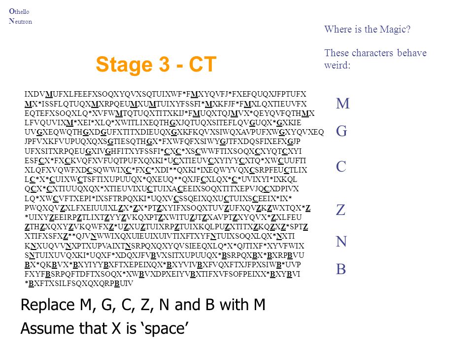 Stage 3 - CT M G C Z N B Replace M, G, C, Z, N and B with M