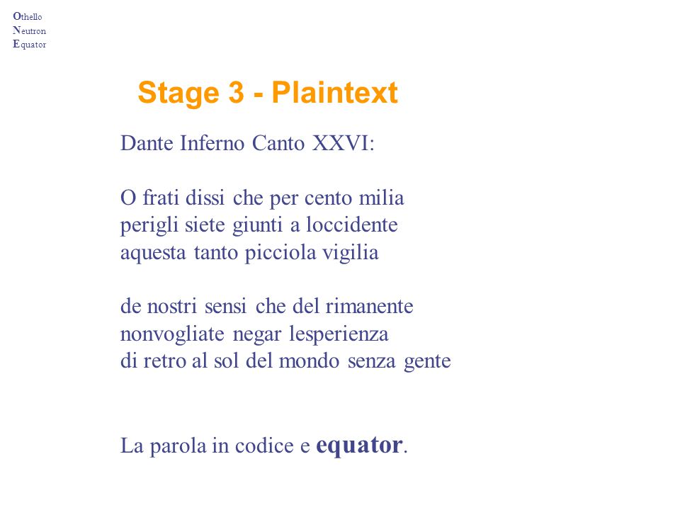 Stage 3 - Plaintext Dante Inferno Canto XXVI: