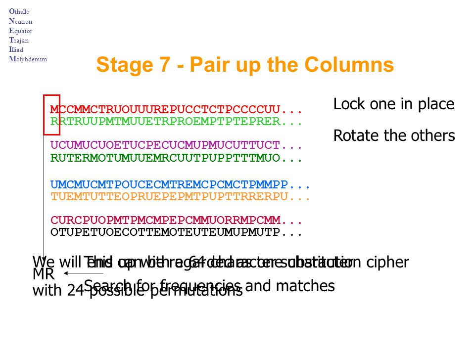 Stage 7 - Pair up the Columns