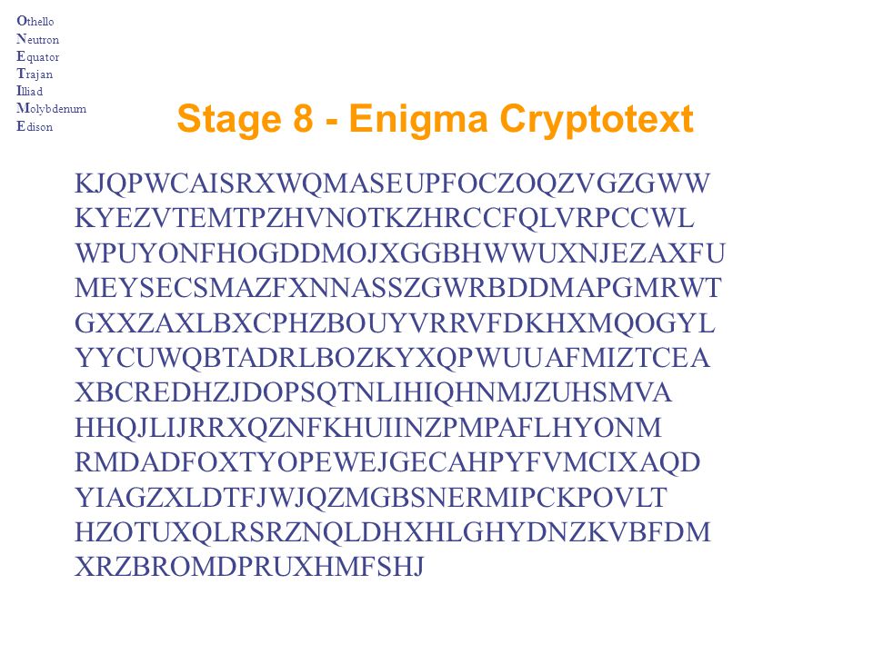 Stage 8 - Enigma Cryptotext