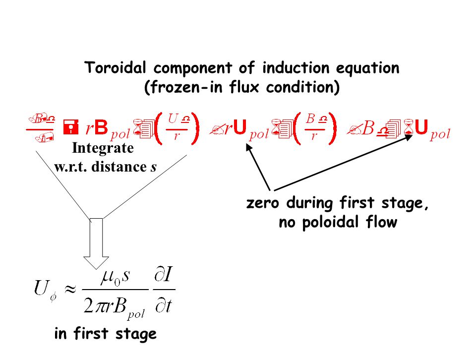 Toroidal component of induction equation (frozen-in flux condition)