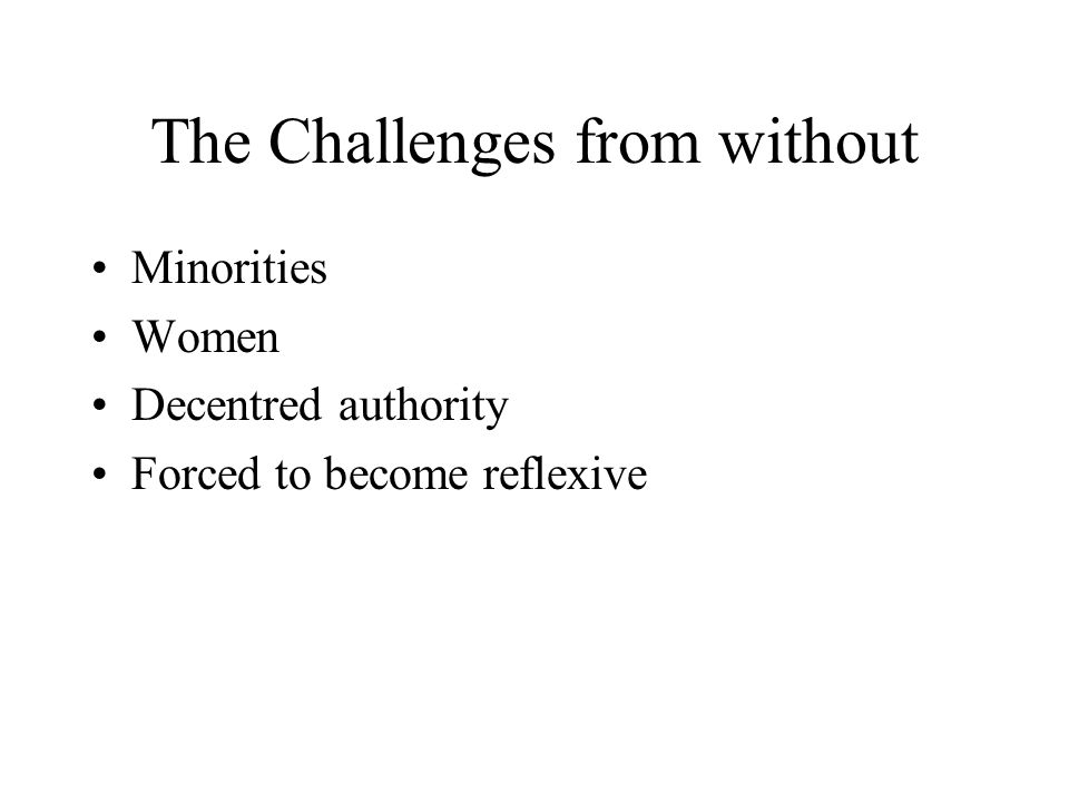The Challenges from without