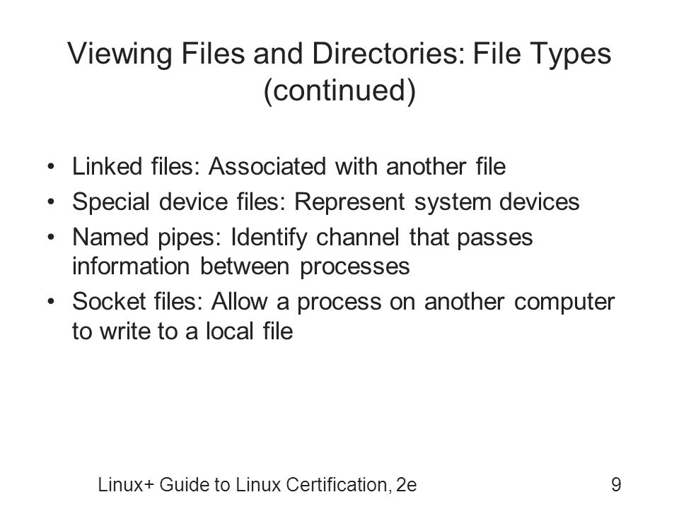 Viewing Files and Directories: File Types (continued)
