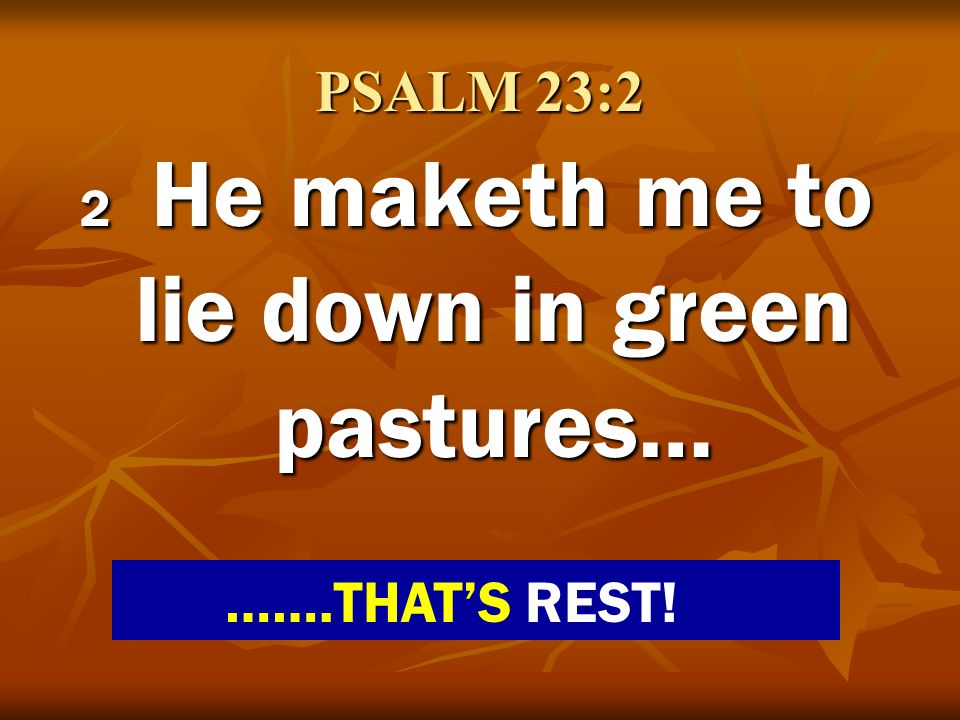 2 He maketh me to lie down in green pastures…