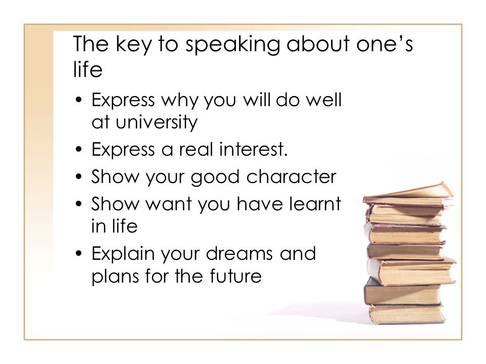 The key to speaking about one’s life