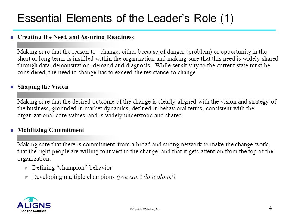 Essential Elements of the Leader’s Role (1)