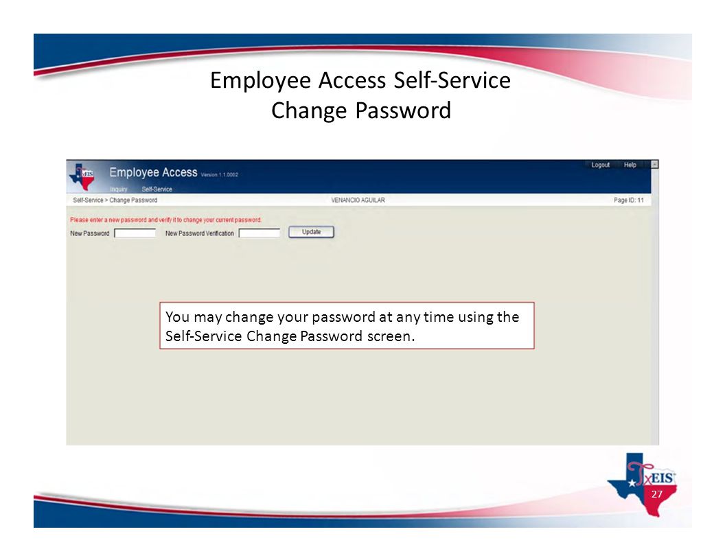 Employee Access Self‐Service Change Password