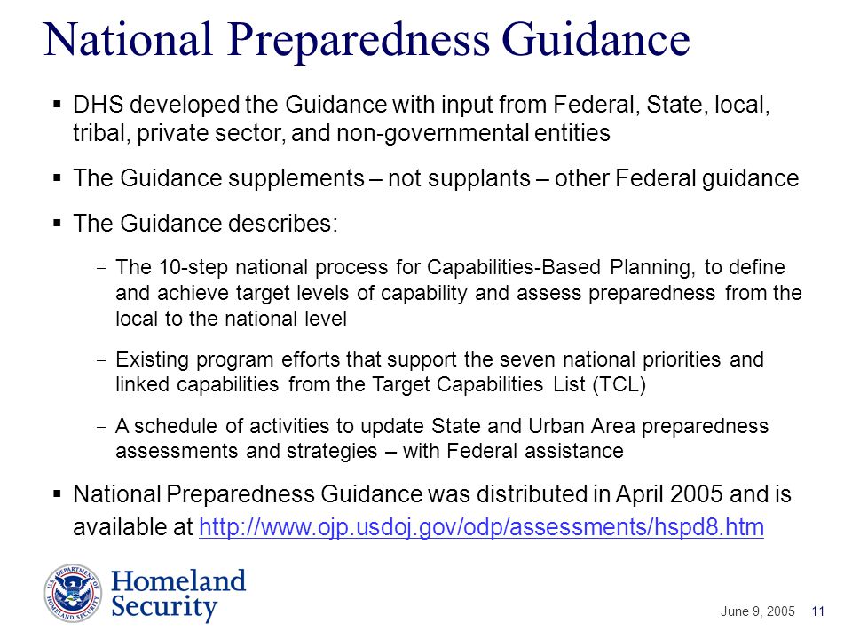 National Preparedness Guidance