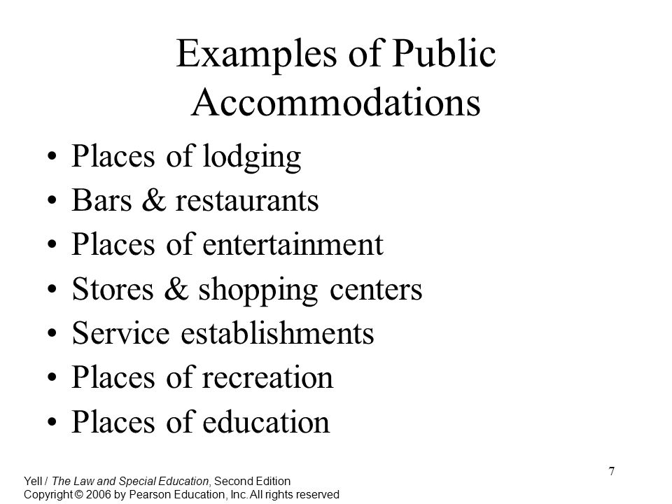 Examples of Public Accommodations
