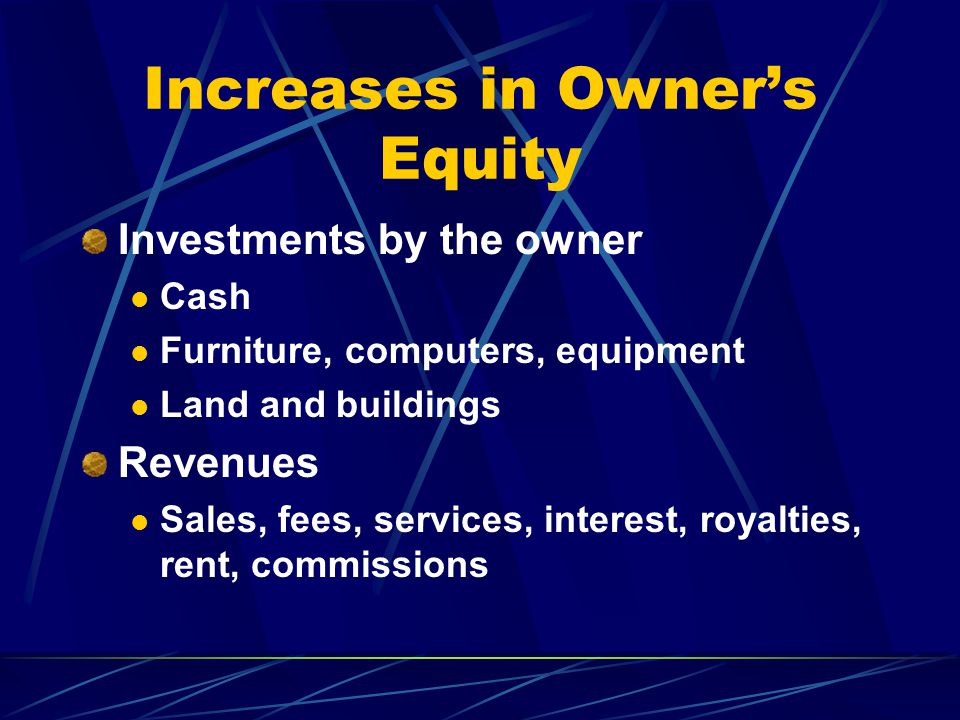 Increases in Owner’s Equity