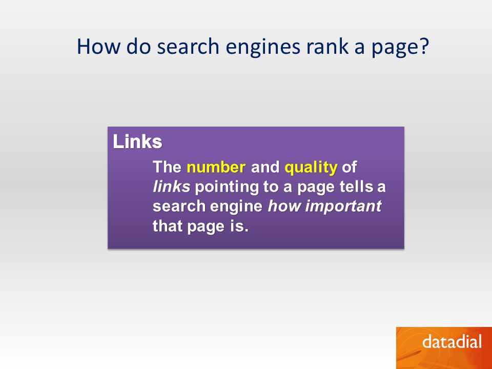 How do search engines rank a page