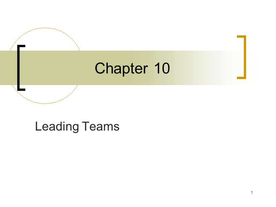 Chapter 10 Leading Teams
