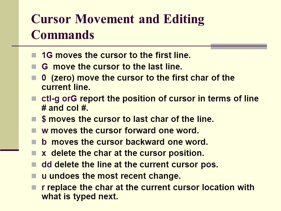 Cursor Movement and Editing Commands