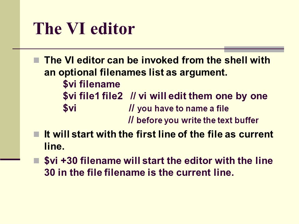 The VI editor