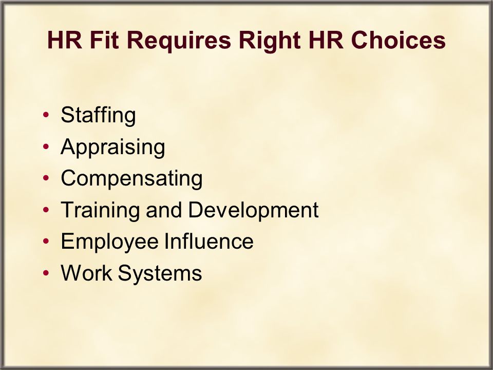 HR Fit Requires Right HR Choices
