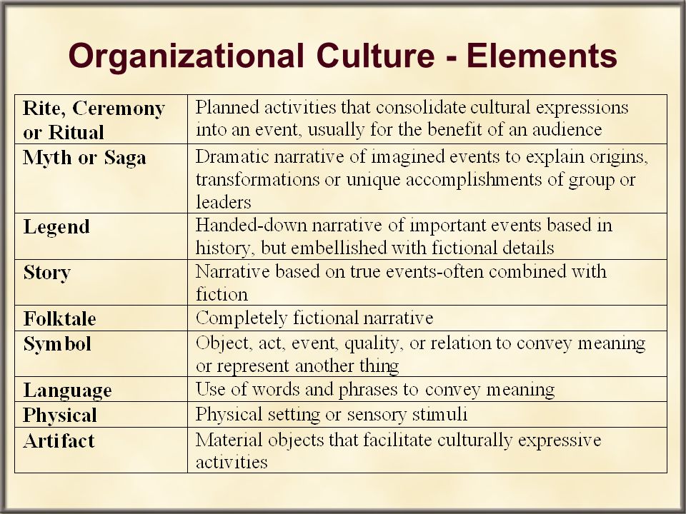 Organizational Culture - Elements