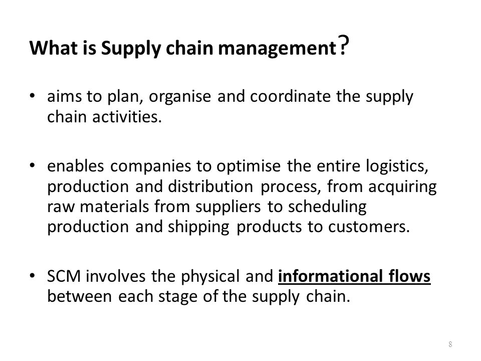 What is Supply chain management