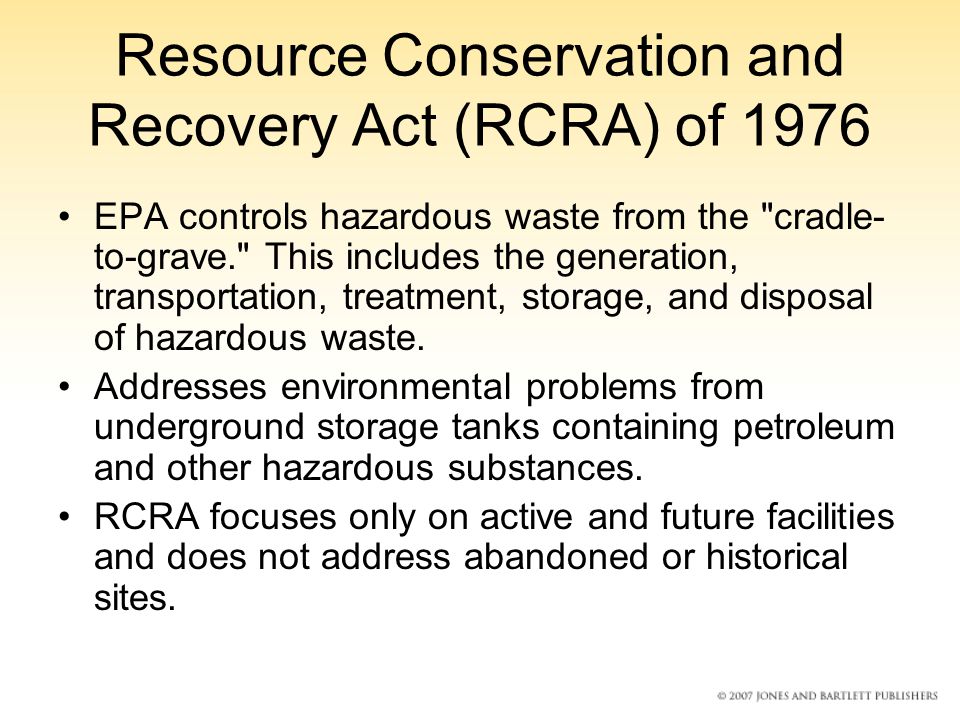 Resource Conservation and Recovery Act (RCRA) of 1976