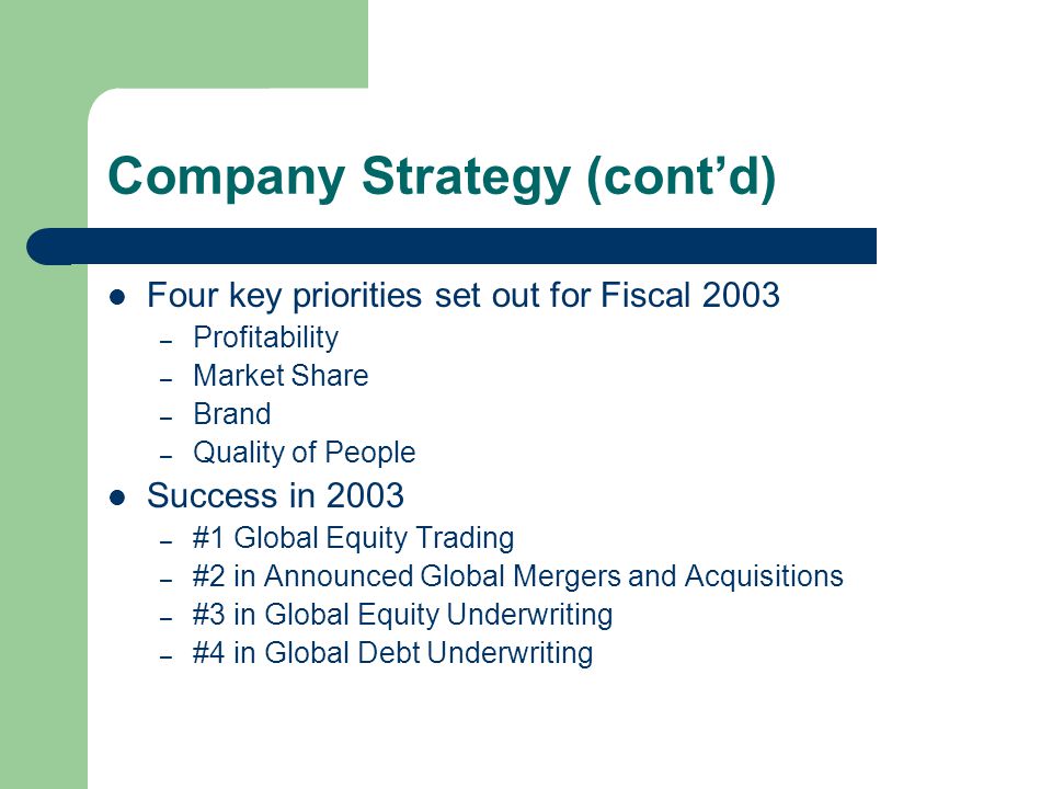 Company Strategy (cont’d)