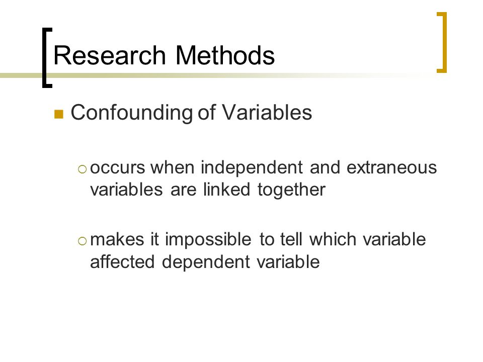 Research Methods Confounding of Variables