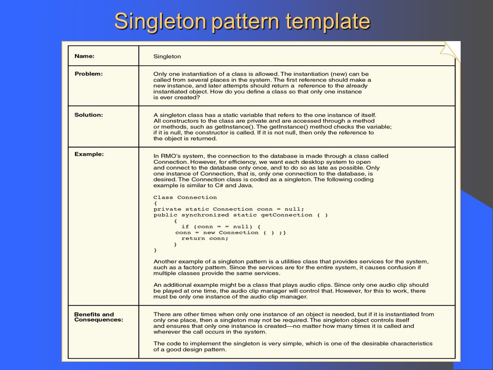 Singleton pattern template