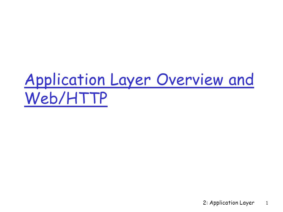 Application Layer Overview and Web/HTTP