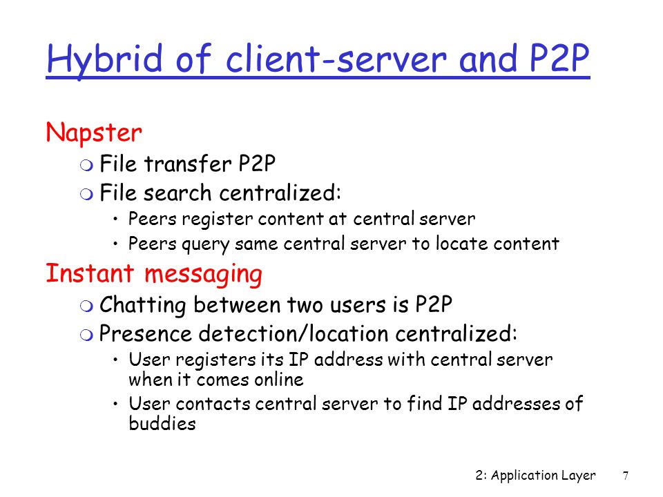 Hybrid of client-server and P2P