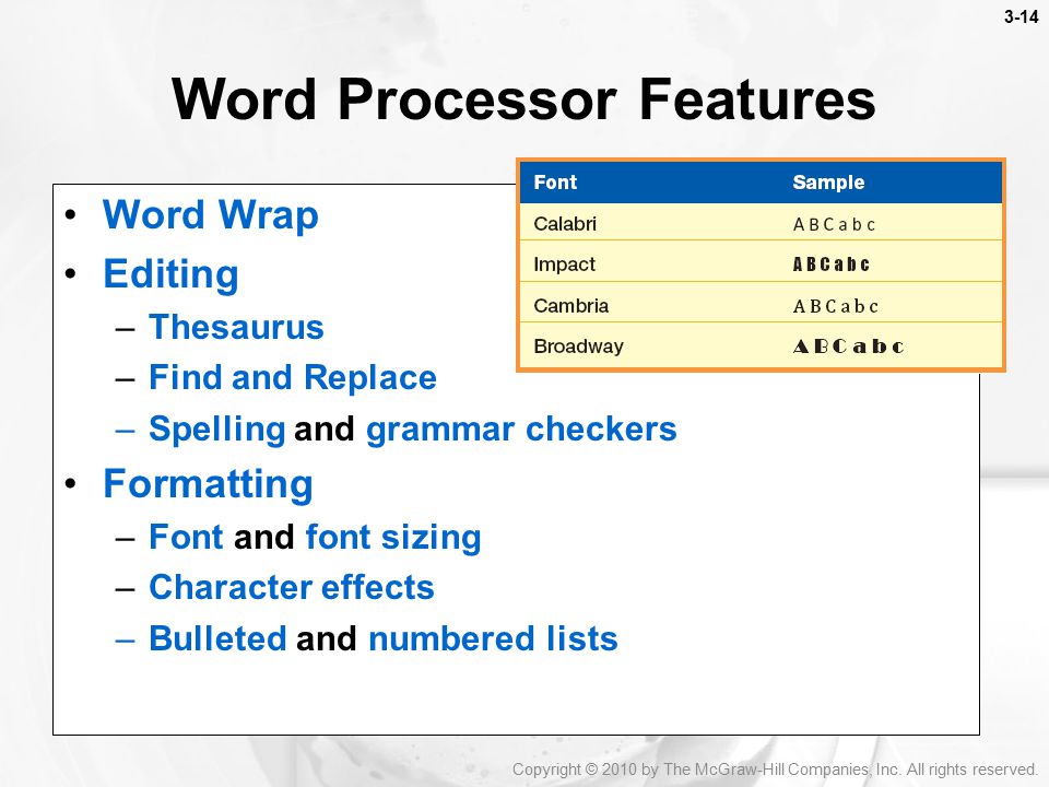 Word Processor Features