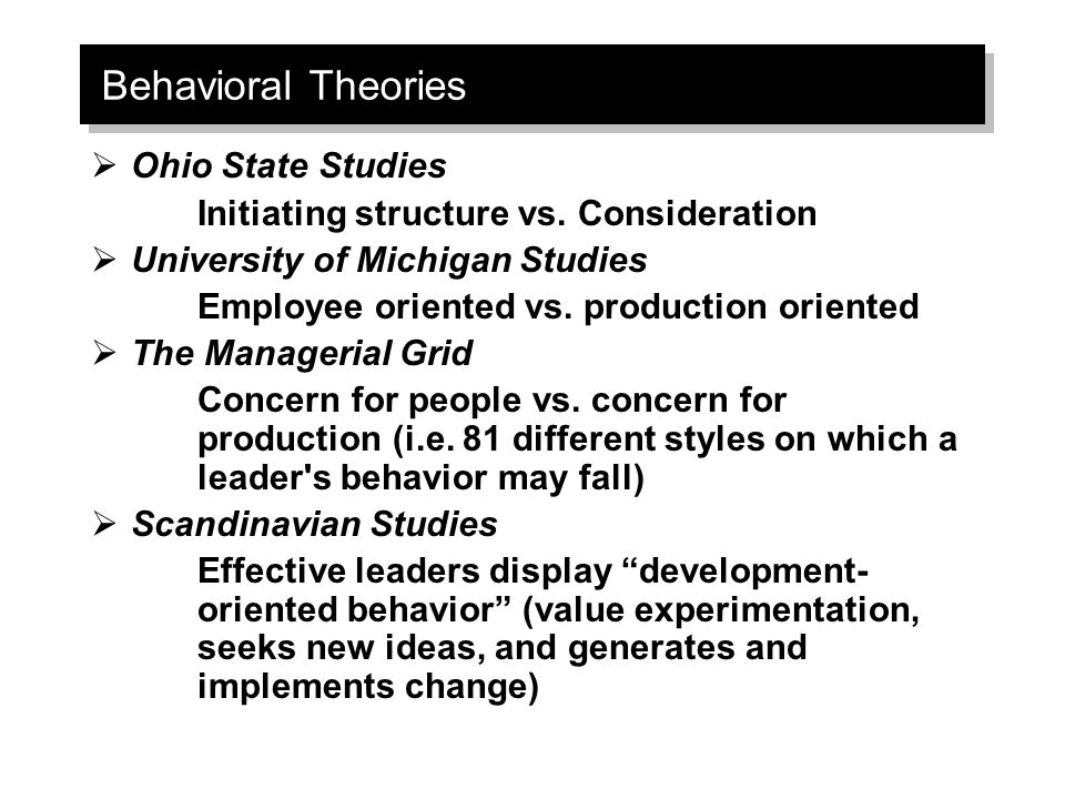 Behavioral Theories Ohio State Studies