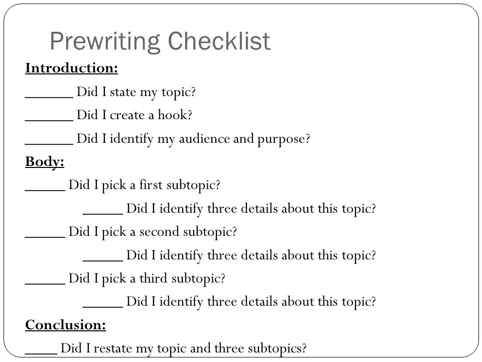 Prewriting Checklist