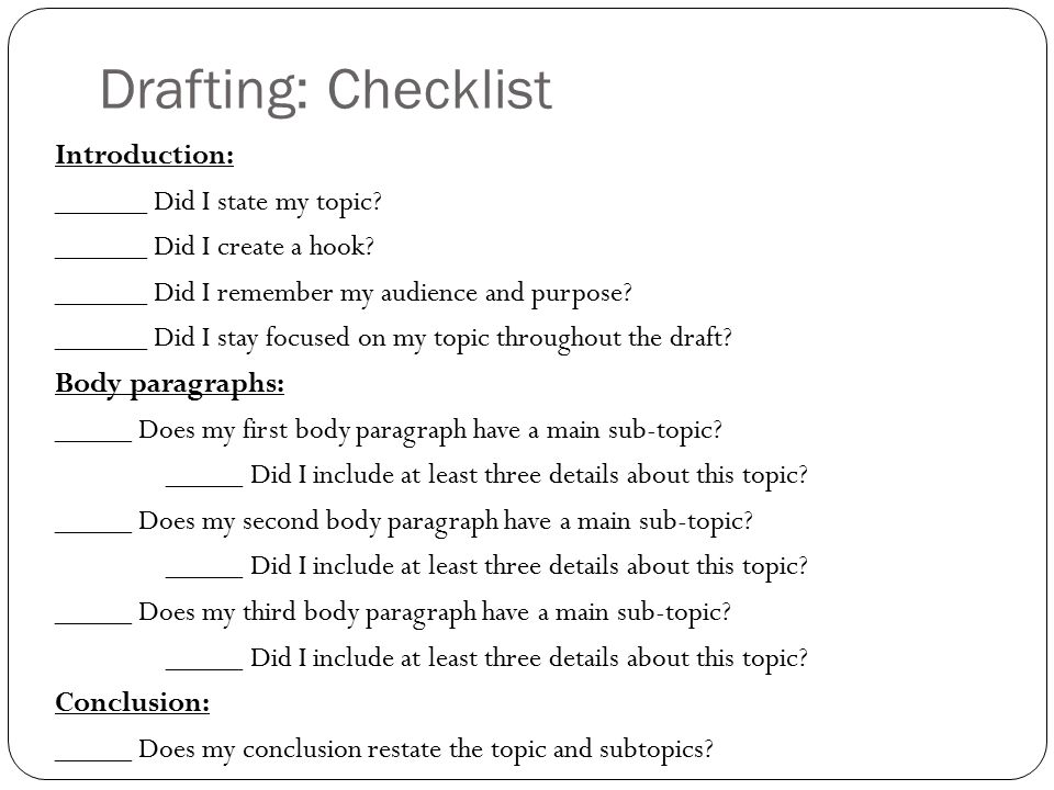 Drafting: Checklist