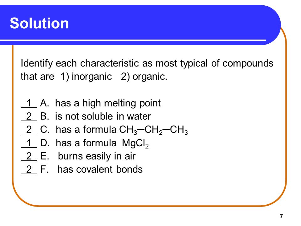 Solution Identify each characteristic as most typical of compounds