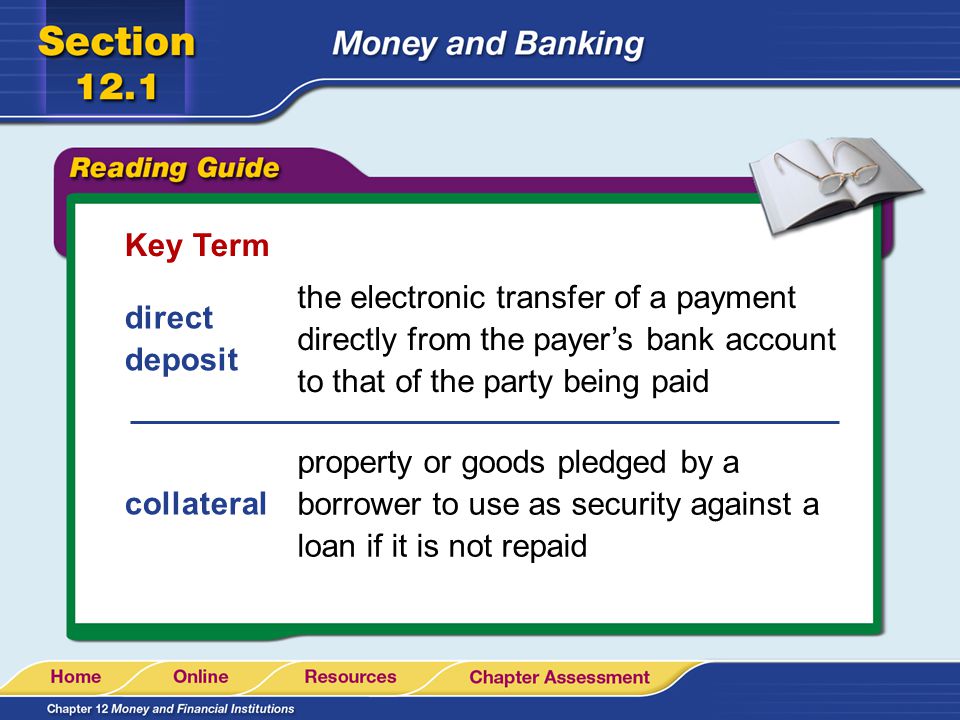 Key Term the electronic transfer of a payment directly from the payer’s bank account to that of the party being paid.