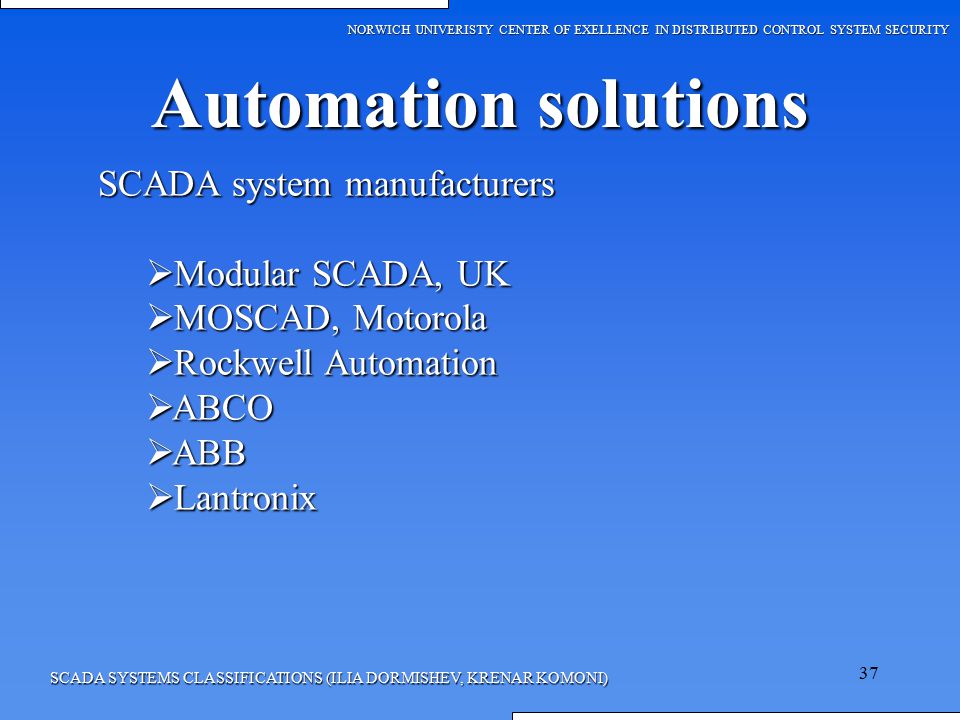Automation solutions SCADA system manufacturers Modular SCADA, UK
