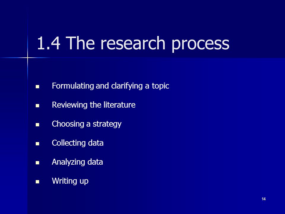1.4 The research process Formulating and clarifying a topic