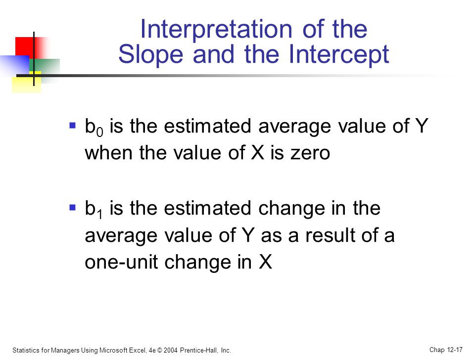 Interpretation of the Slope and the Intercept