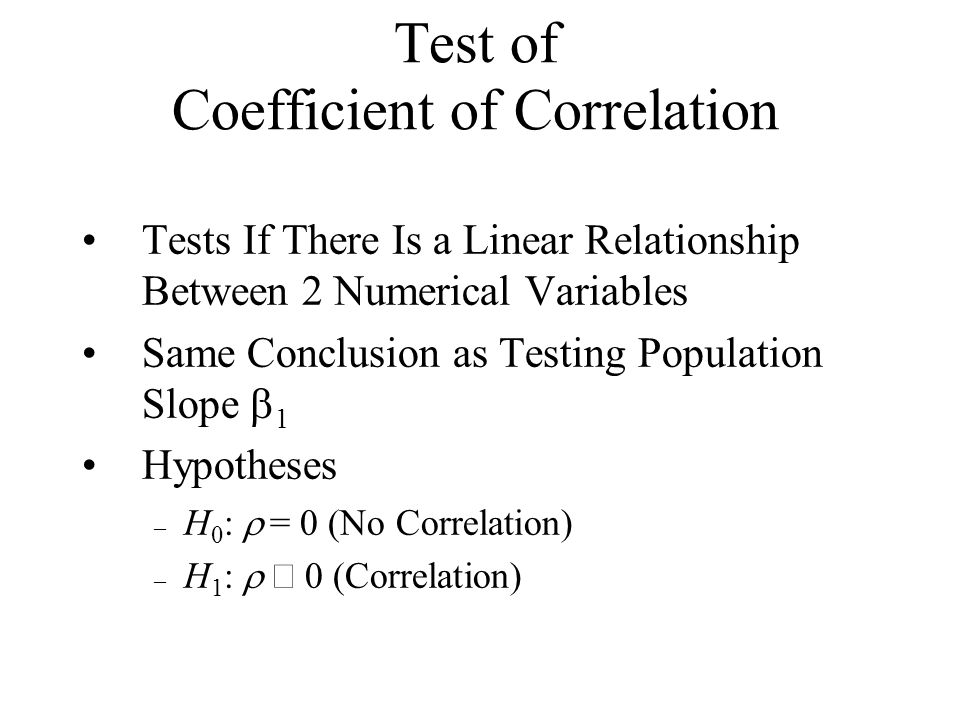 Test of Coefficient of Correlation
