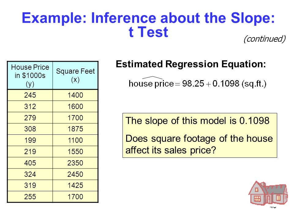 Example: Inference about the Slope: t Test